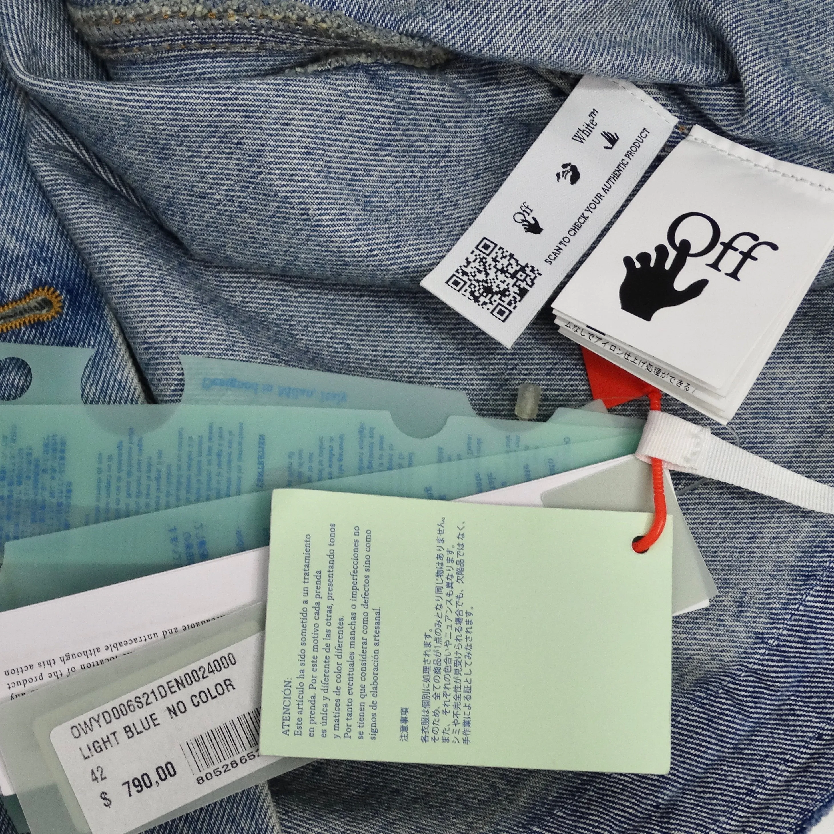 Off White Strings Boxy Cropped Denim Shirt