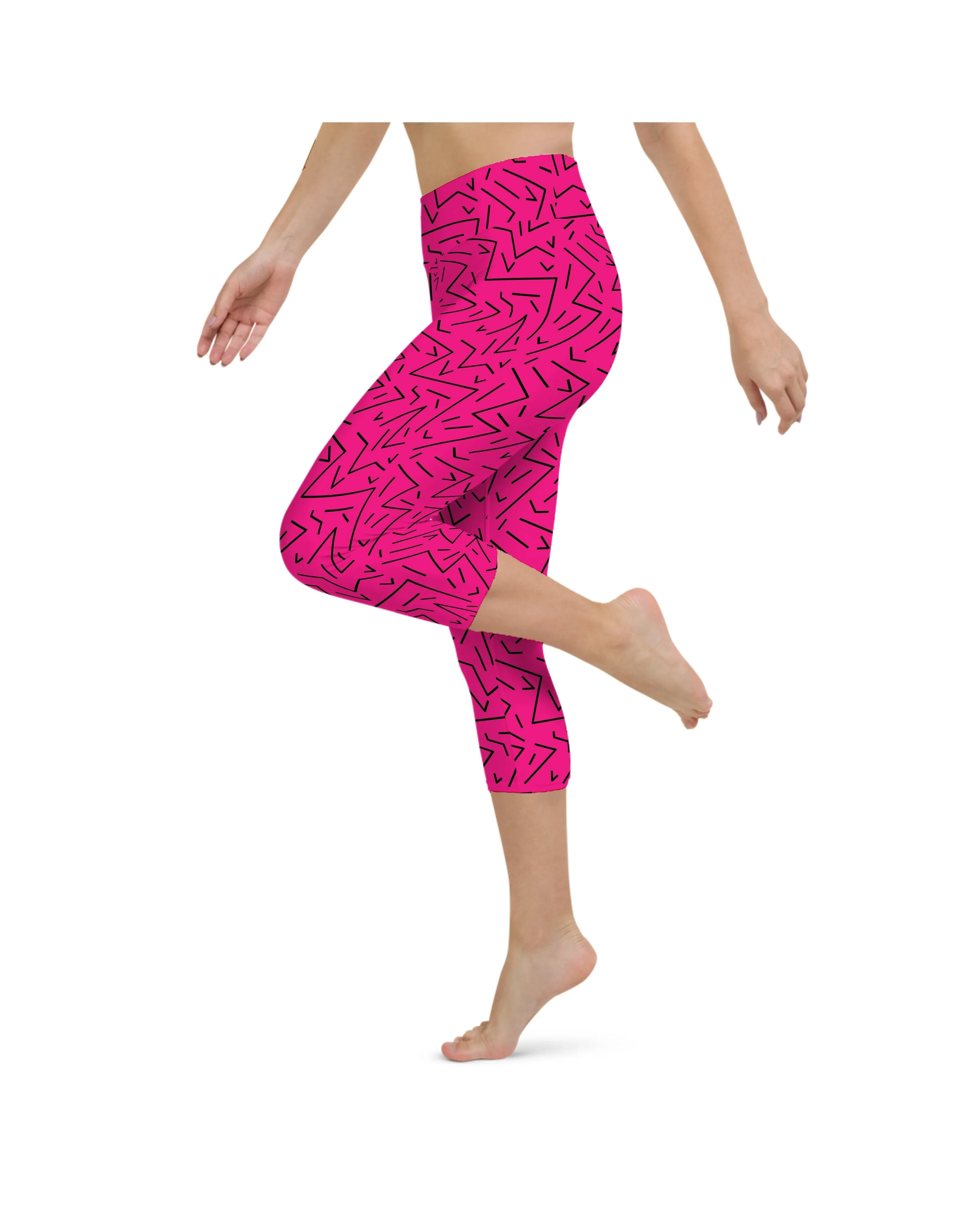 Pink Black Line Yoga Capris
