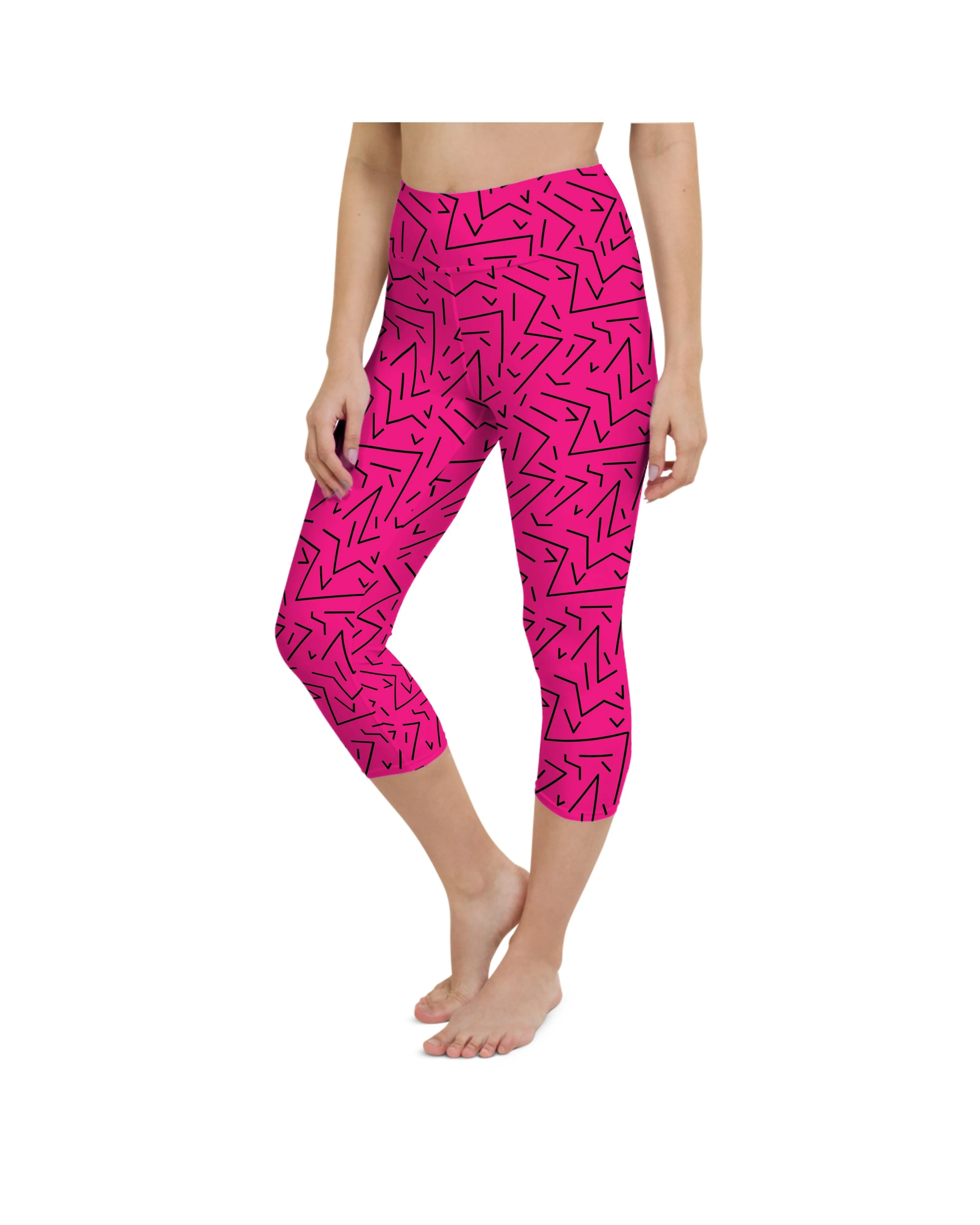 Pink Black Line Yoga Capris