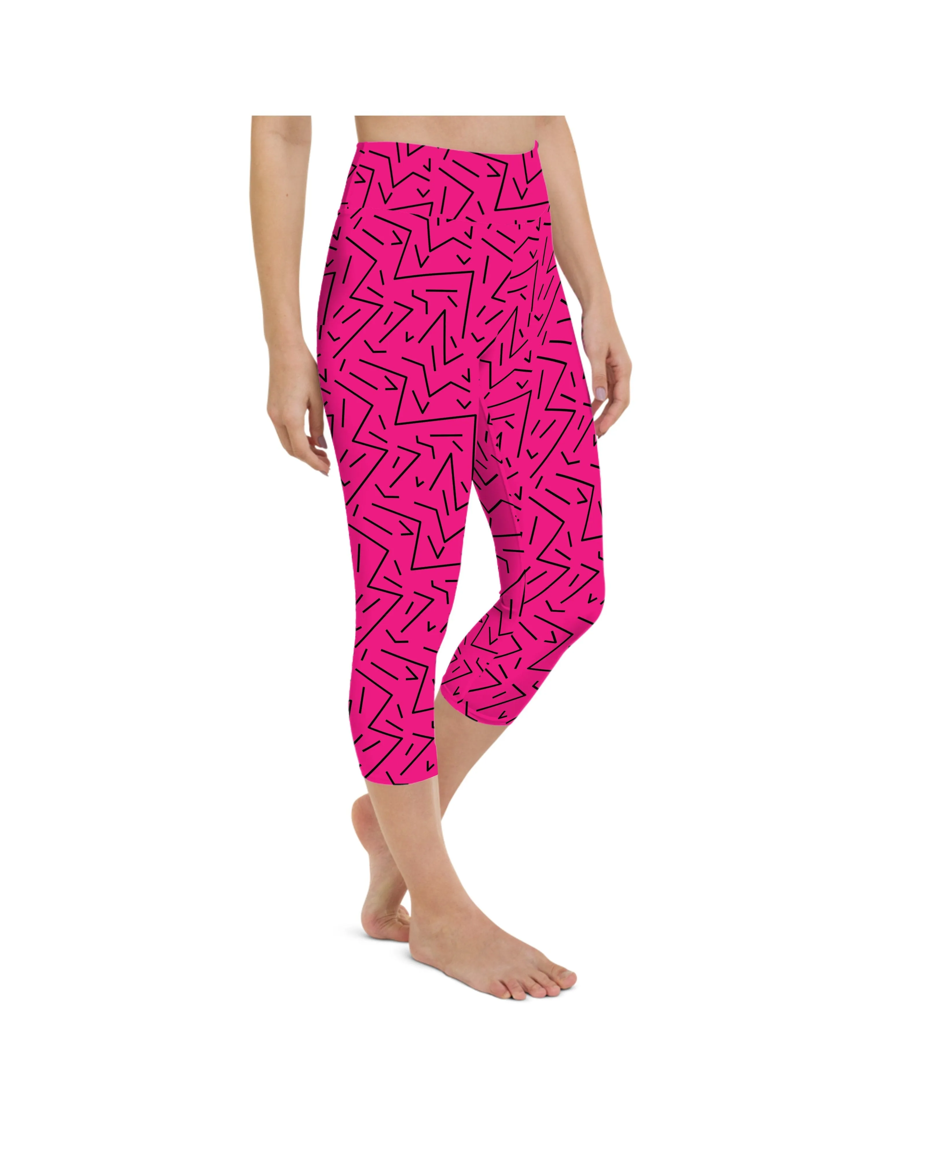 Pink Black Line Yoga Capris