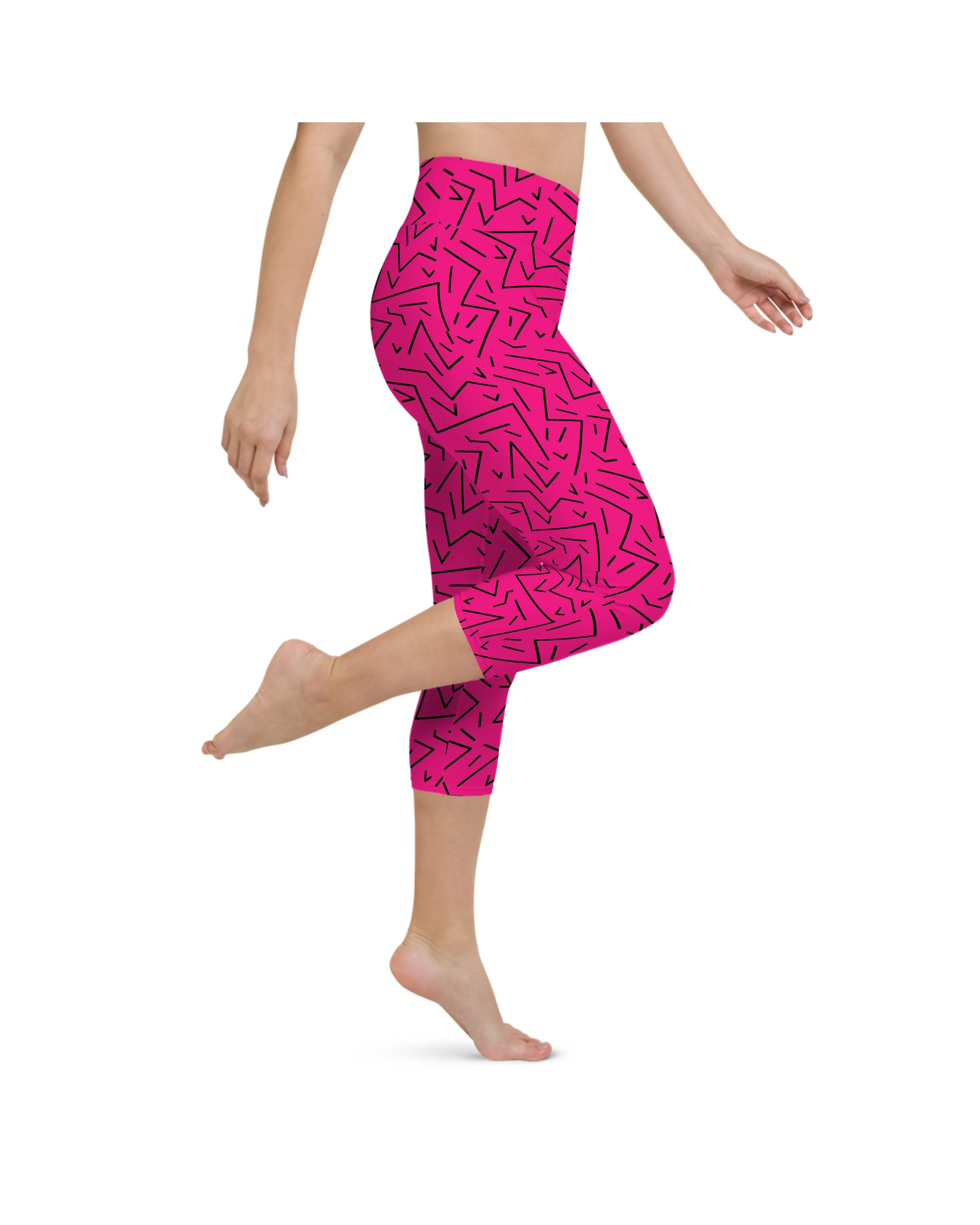 Pink Black Line Yoga Capris