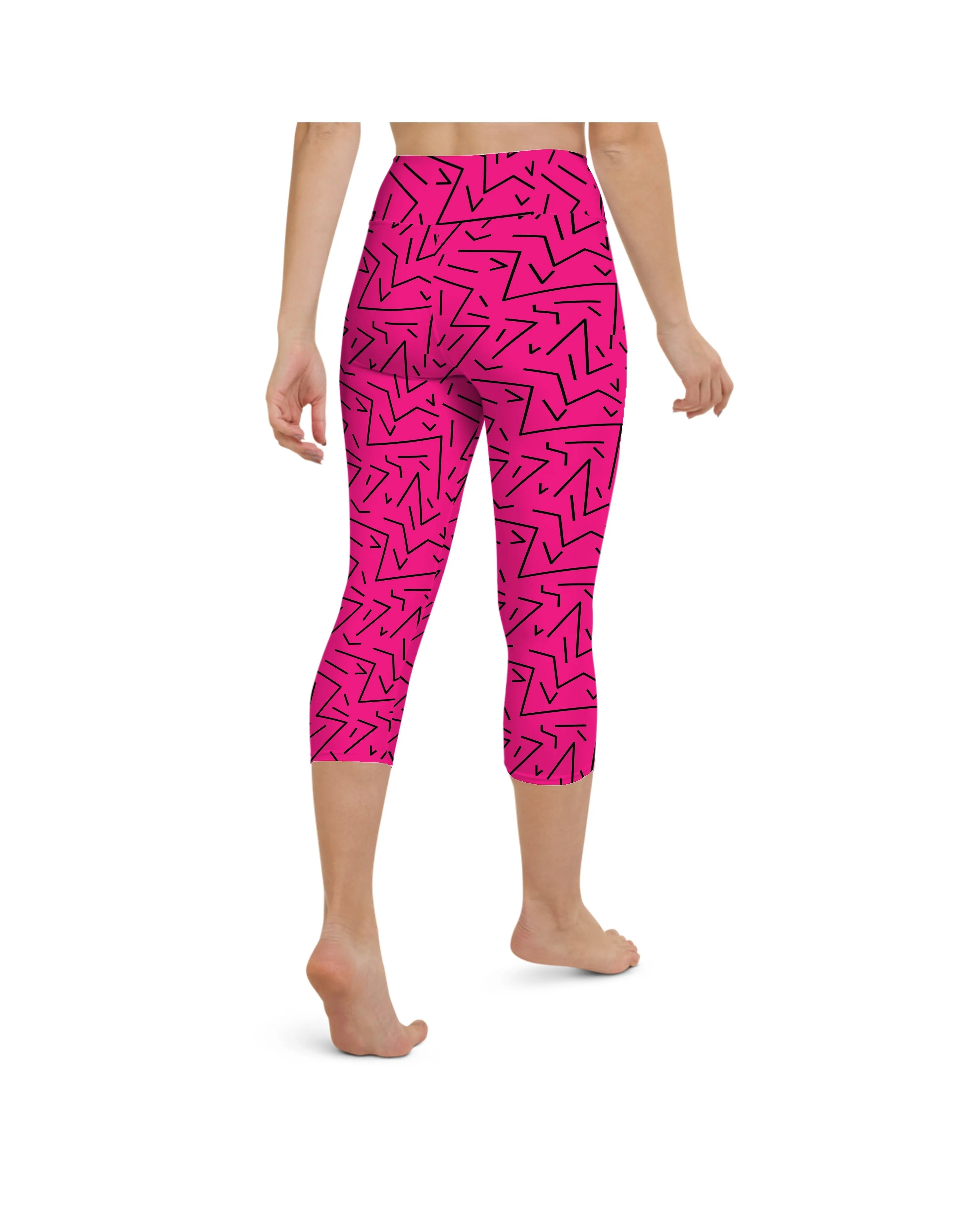 Pink Black Line Yoga Capris