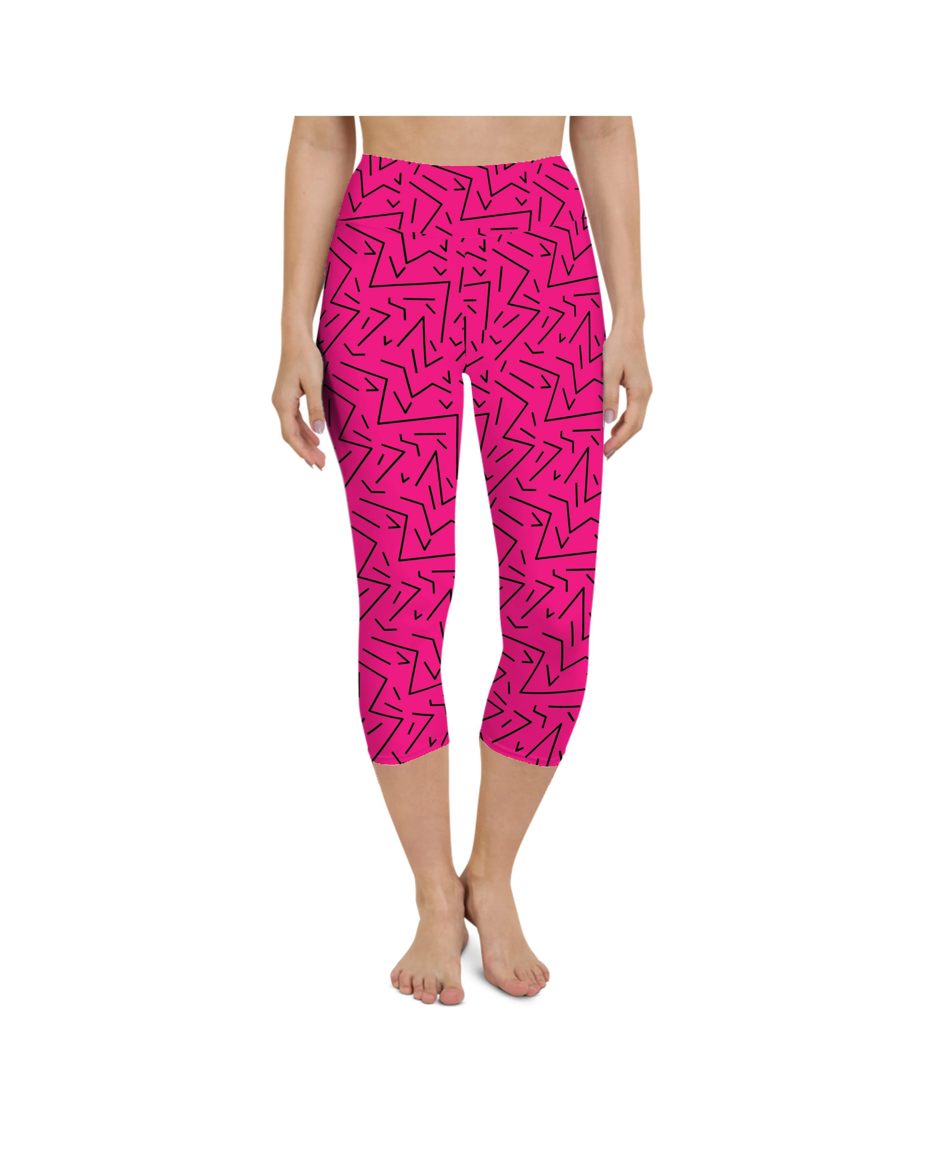 Pink Black Line Yoga Capris