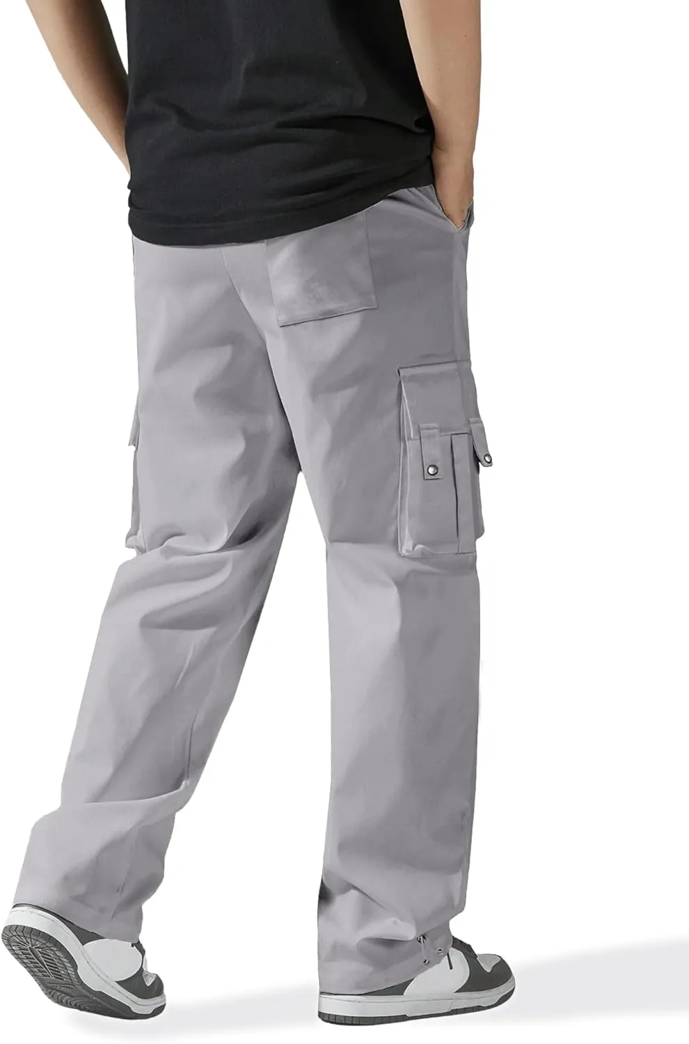 PLEPAN Men's Casual Cargo Pants Stretch Sweatpants Streetwear Trousers Hiking Drawstring Elastic Waist Workout Joggers