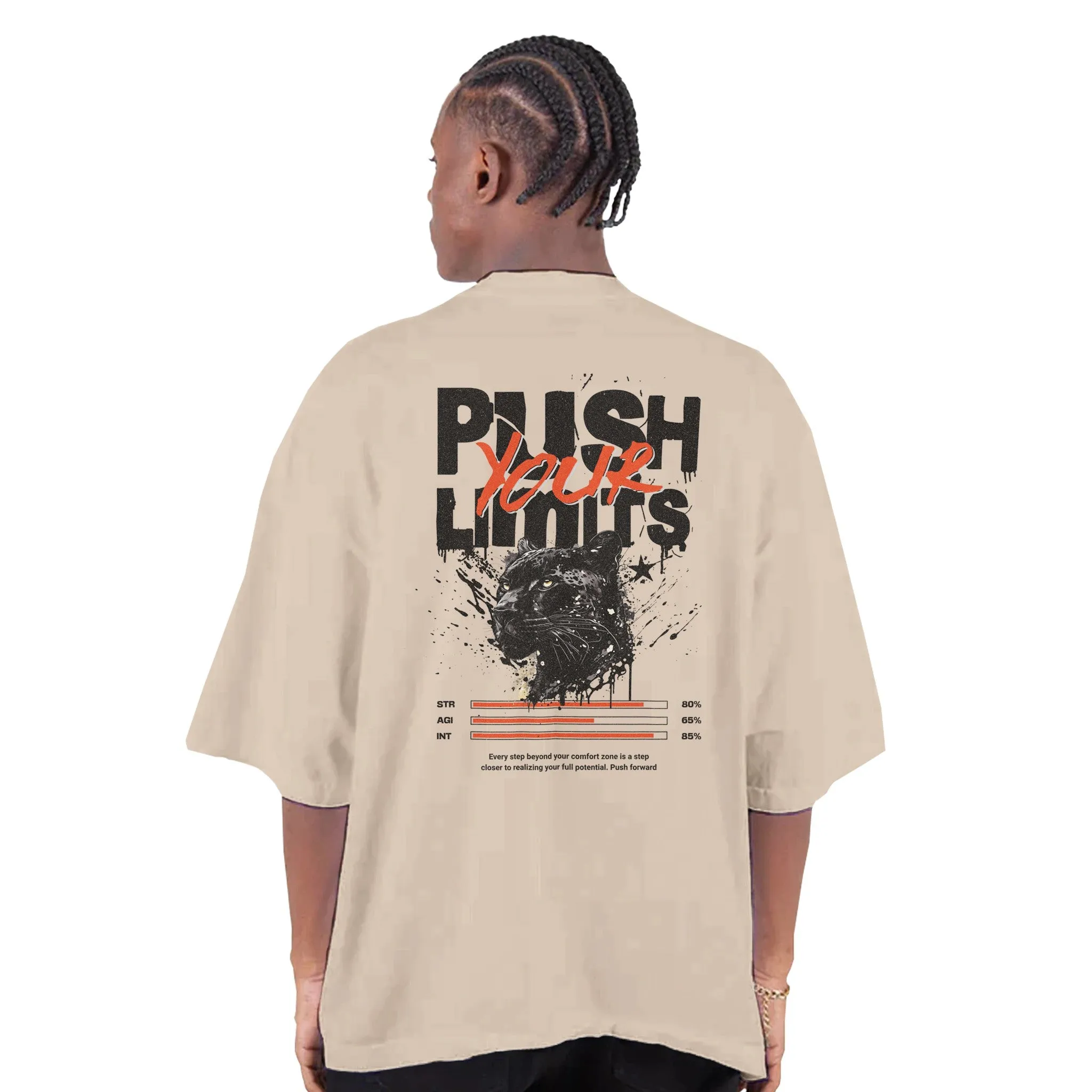 Push Your Limits Men's Oversized Drop-Shoulder Crewneck T-Shirt