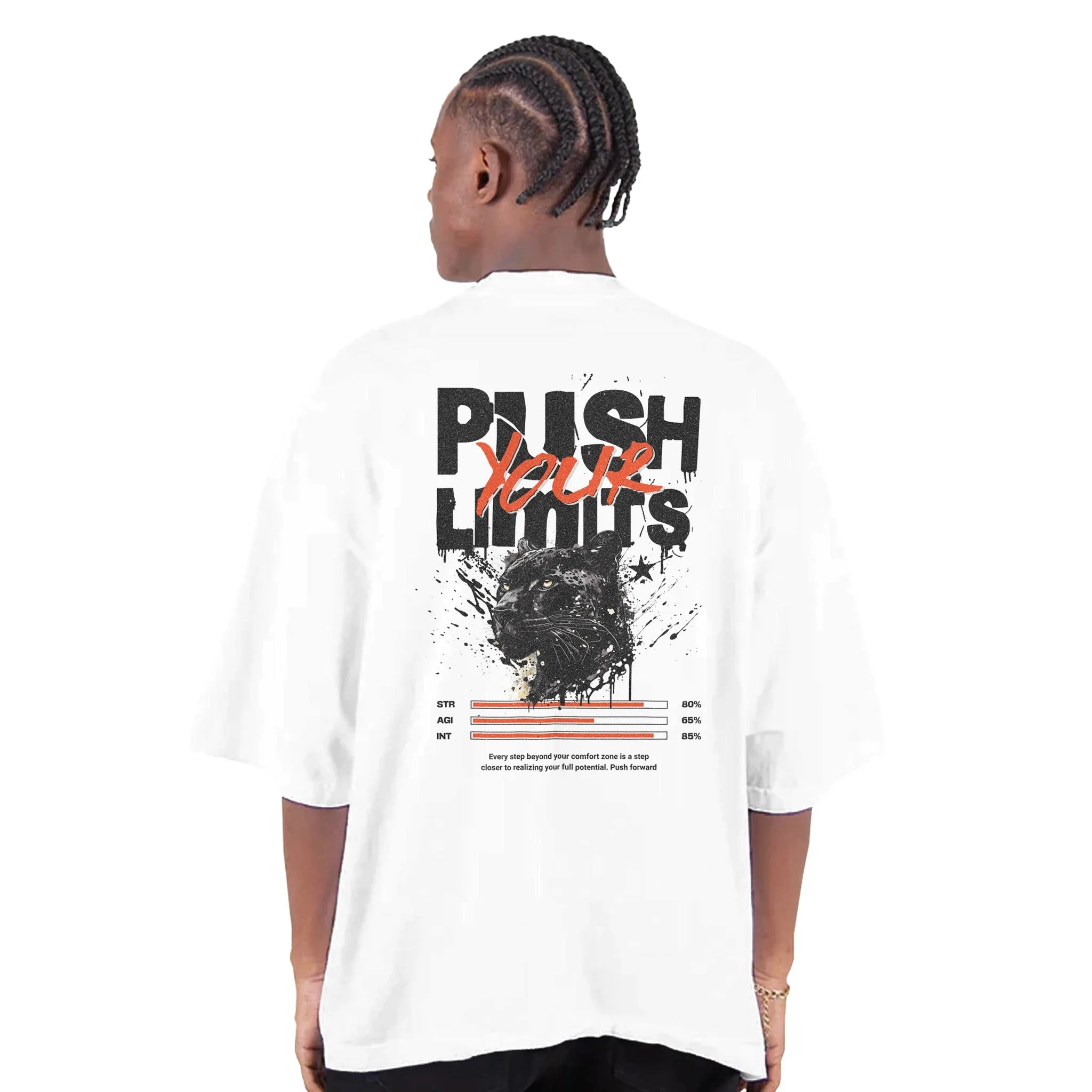 Push Your Limits Men's Oversized Drop-Shoulder Crewneck T-Shirt