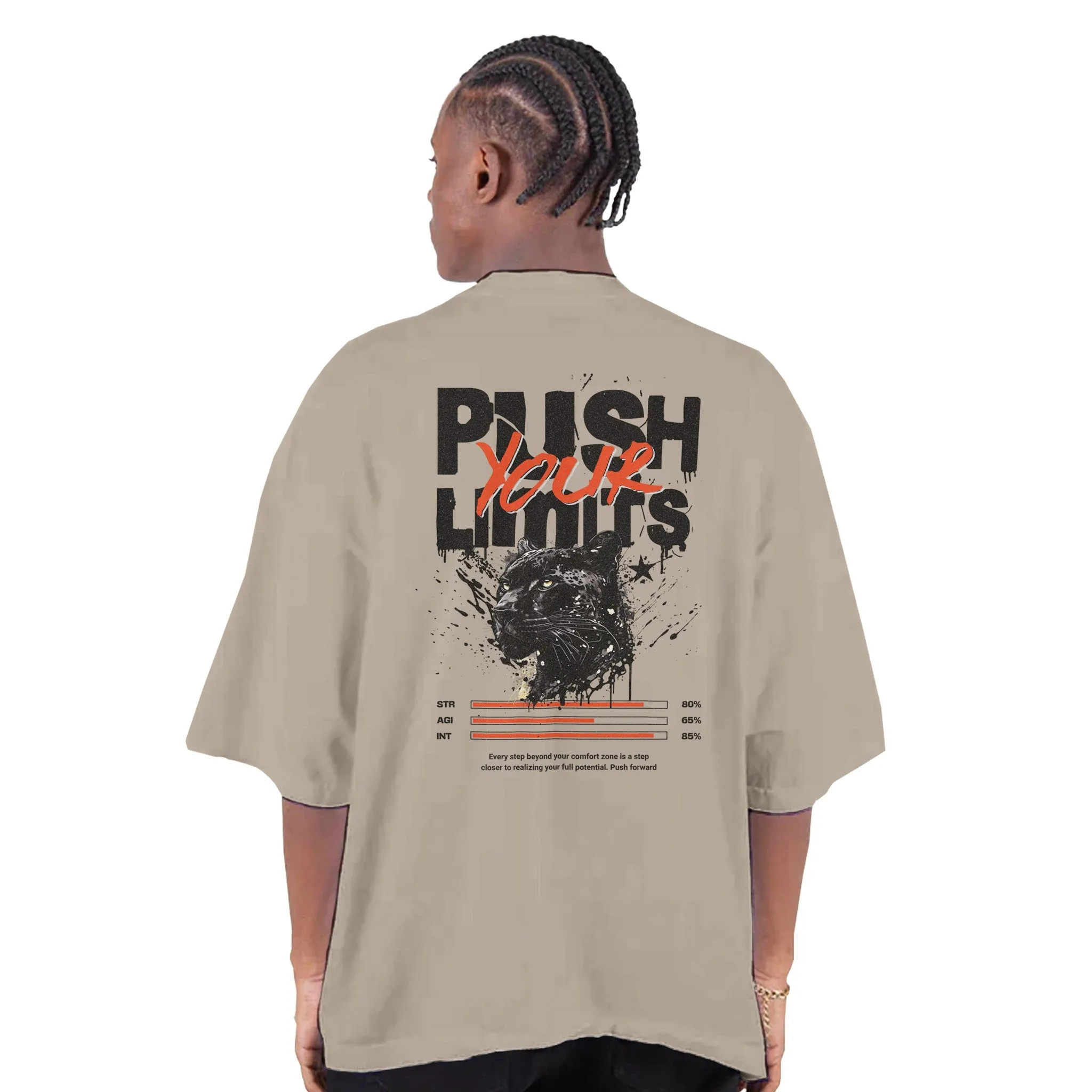 Push Your Limits Men's Oversized Drop-Shoulder Crewneck T-Shirt