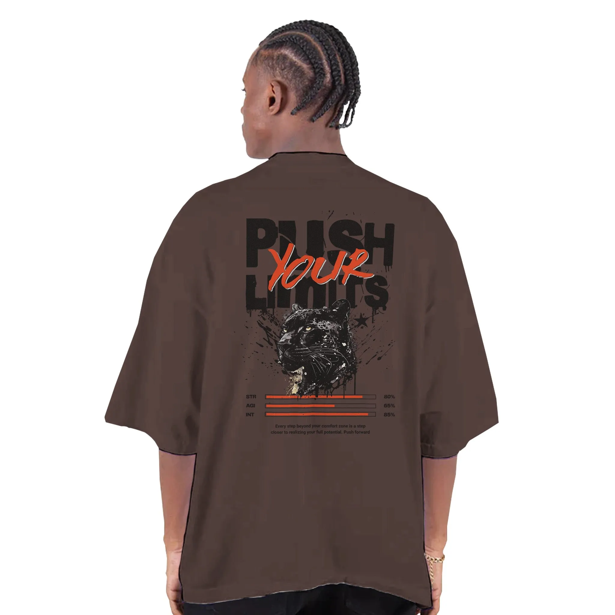 Push Your Limits Men's Oversized Drop-Shoulder Crewneck T-Shirt