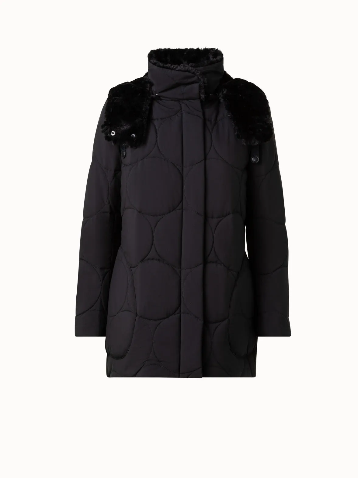 Quilted XL Dot Parka with Removable Hood