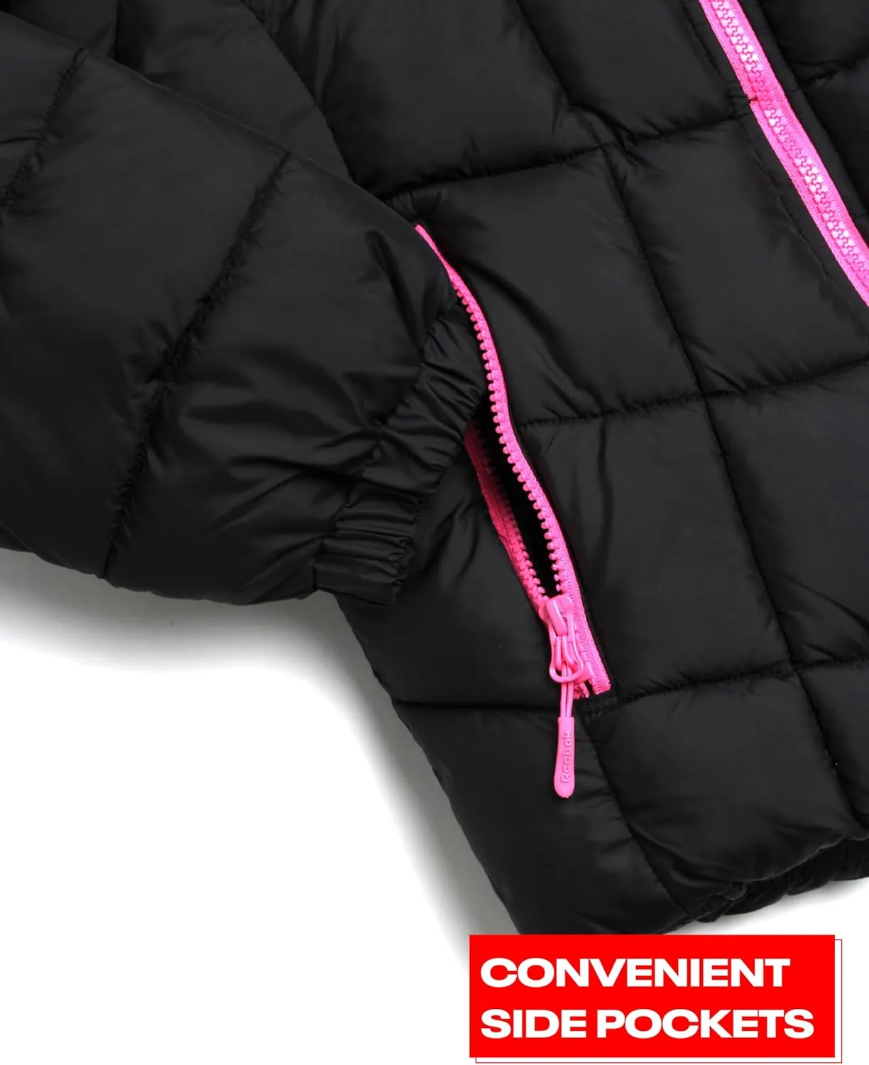 Reebok Girls' Winter Jacket - Heavyweight Quilted Puffer Parka Coat - Sherpa Lined Ski Jacket for Girls (4-16)