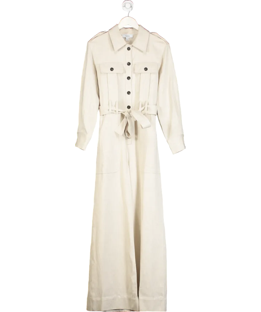 REISS Beige Tailored Wide Leg Jumpsuit UK 6