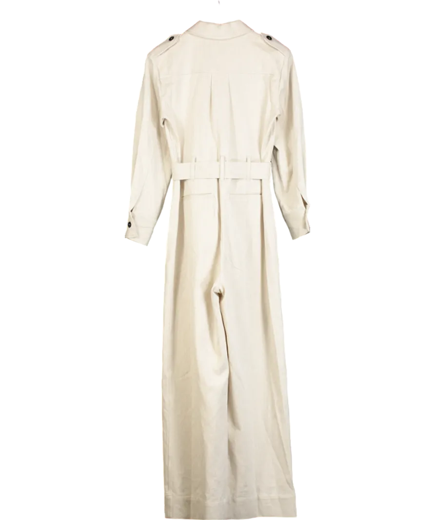 REISS Beige Tailored Wide Leg Jumpsuit UK 6