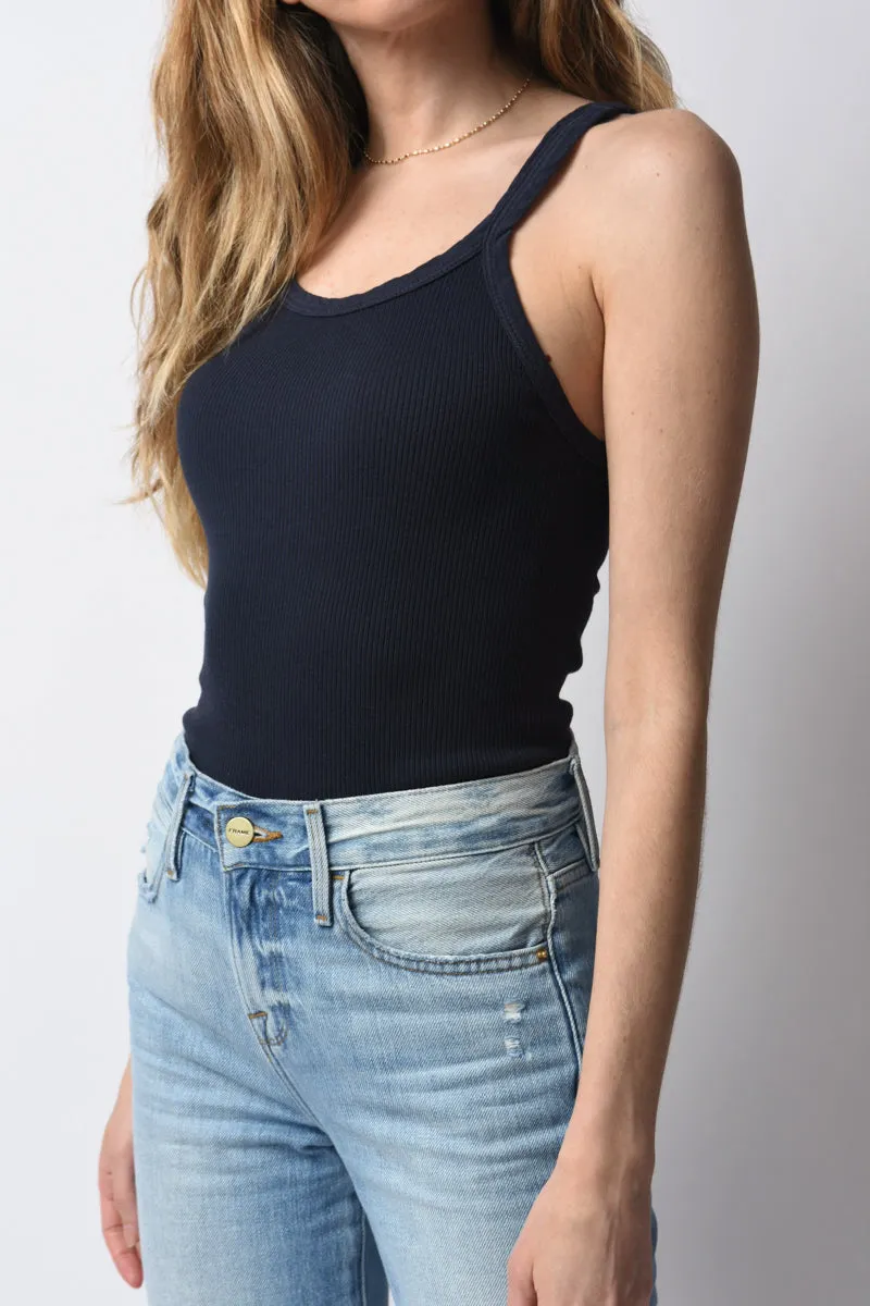 Ribbed Tank in Navy