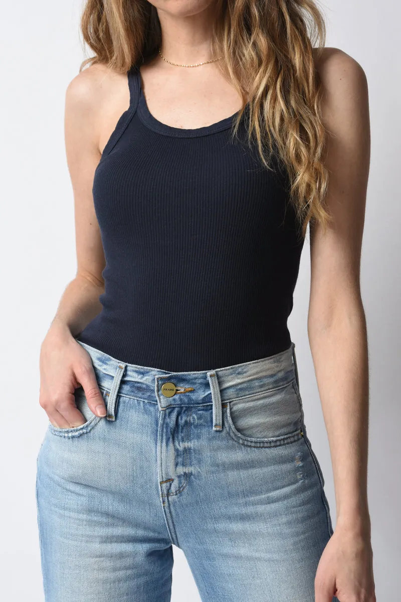 Ribbed Tank in Navy