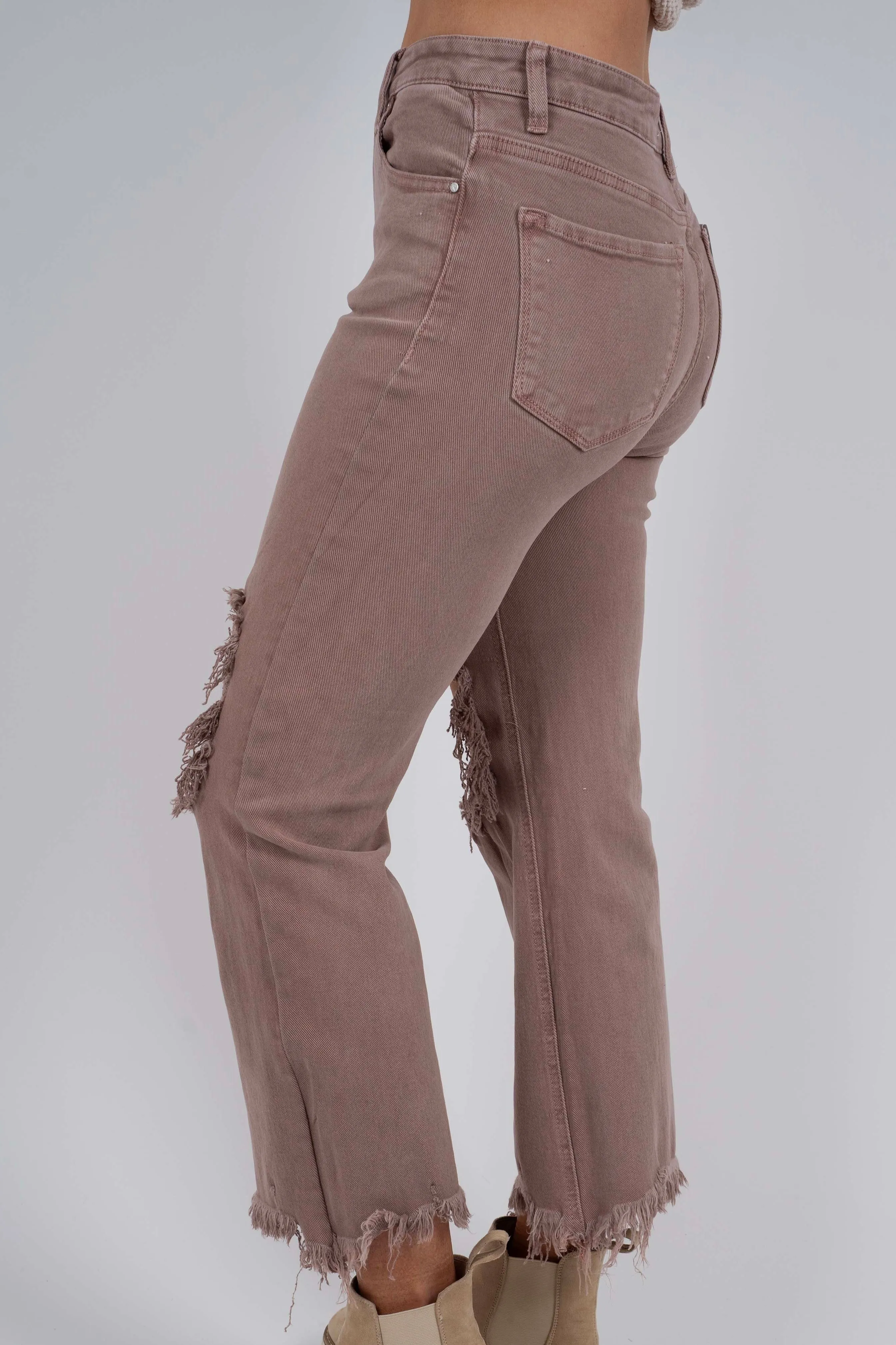 Risen Hailey Straight Leg Jeans (Mauve)