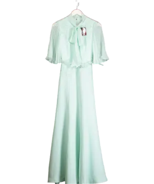Self-Portrait Green Mint Chiffon Crepe Maxi Dress UK 4