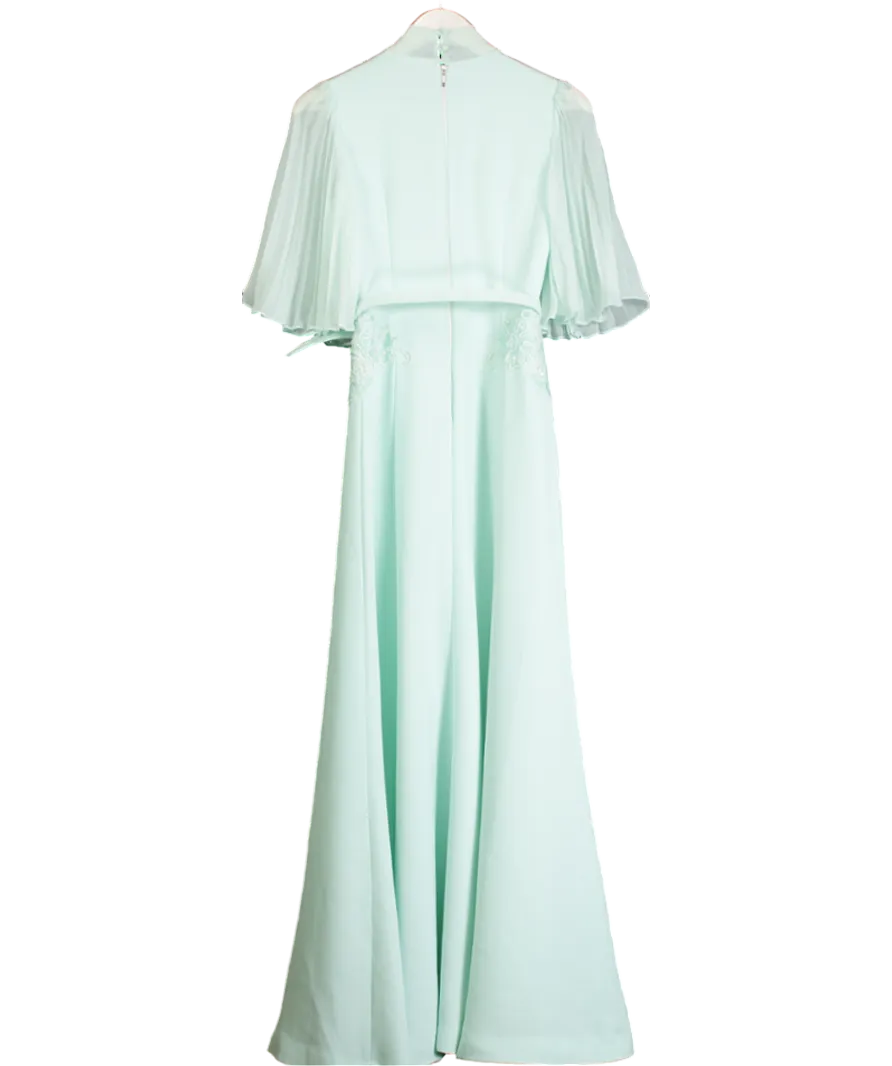 Self-Portrait Green Mint Chiffon Crepe Maxi Dress UK 4