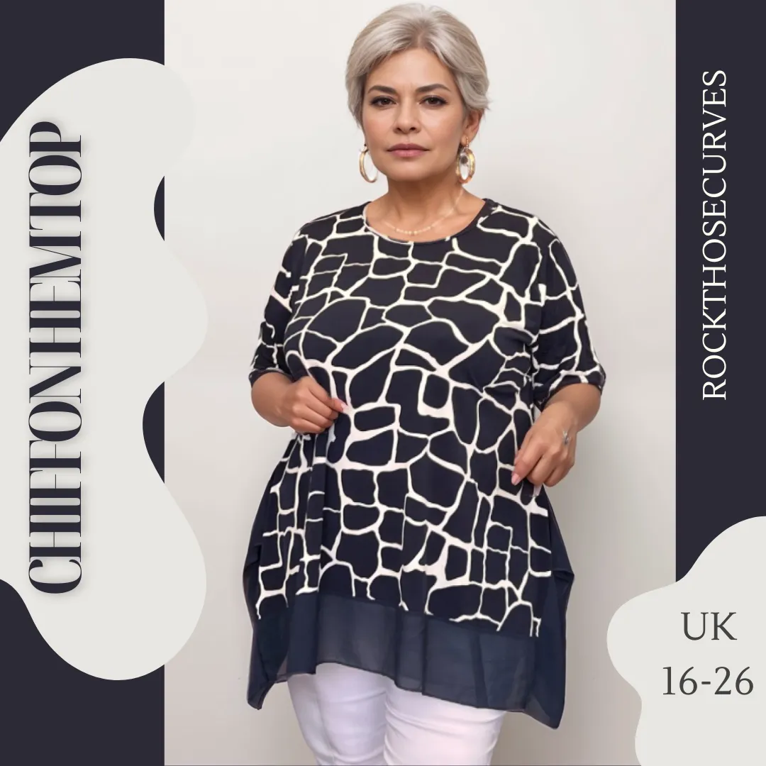 SHORT SLEEVE LOOSE FIT TOP CHIFFON HANKY HEM