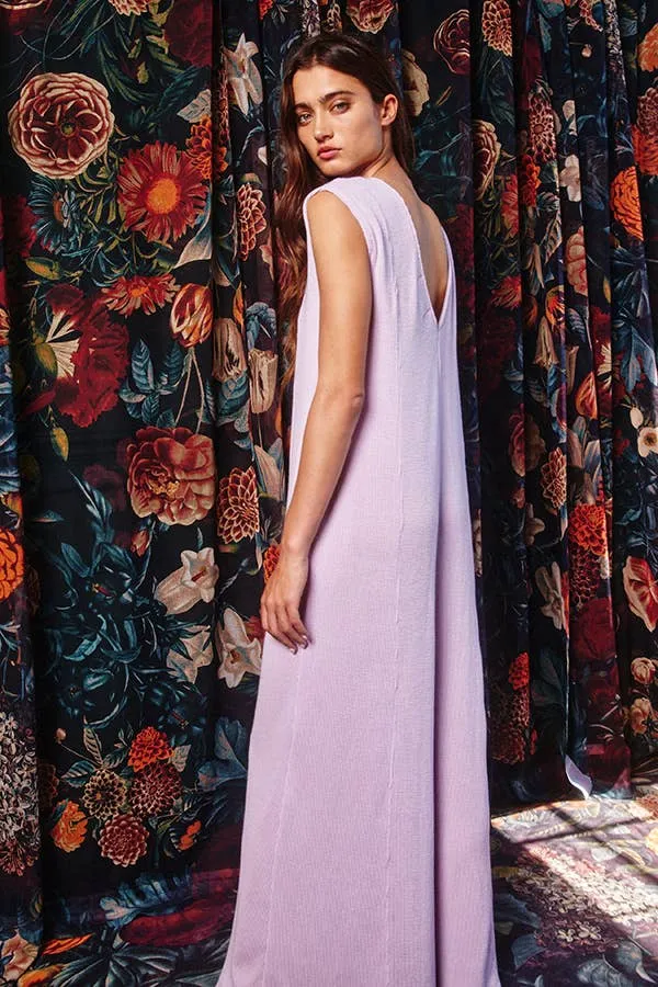 V-neck Wide Leg Solid Knit Jumpsuit