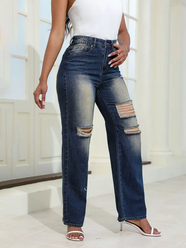 Vintage High Waisted Straight Leg Jeans