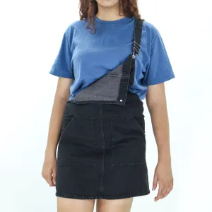 Women's Strappy Denim Dress,Black