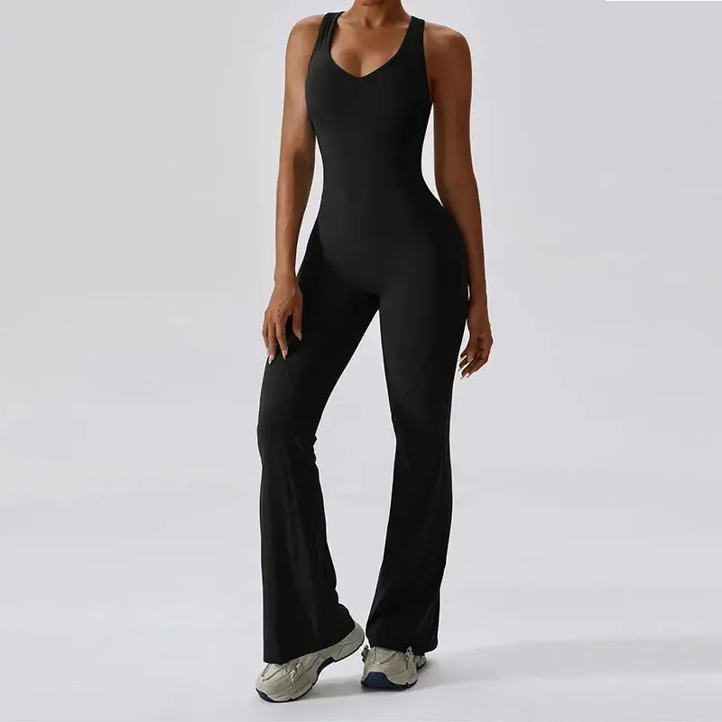 Yoga Flare Gym Bodysuit Set