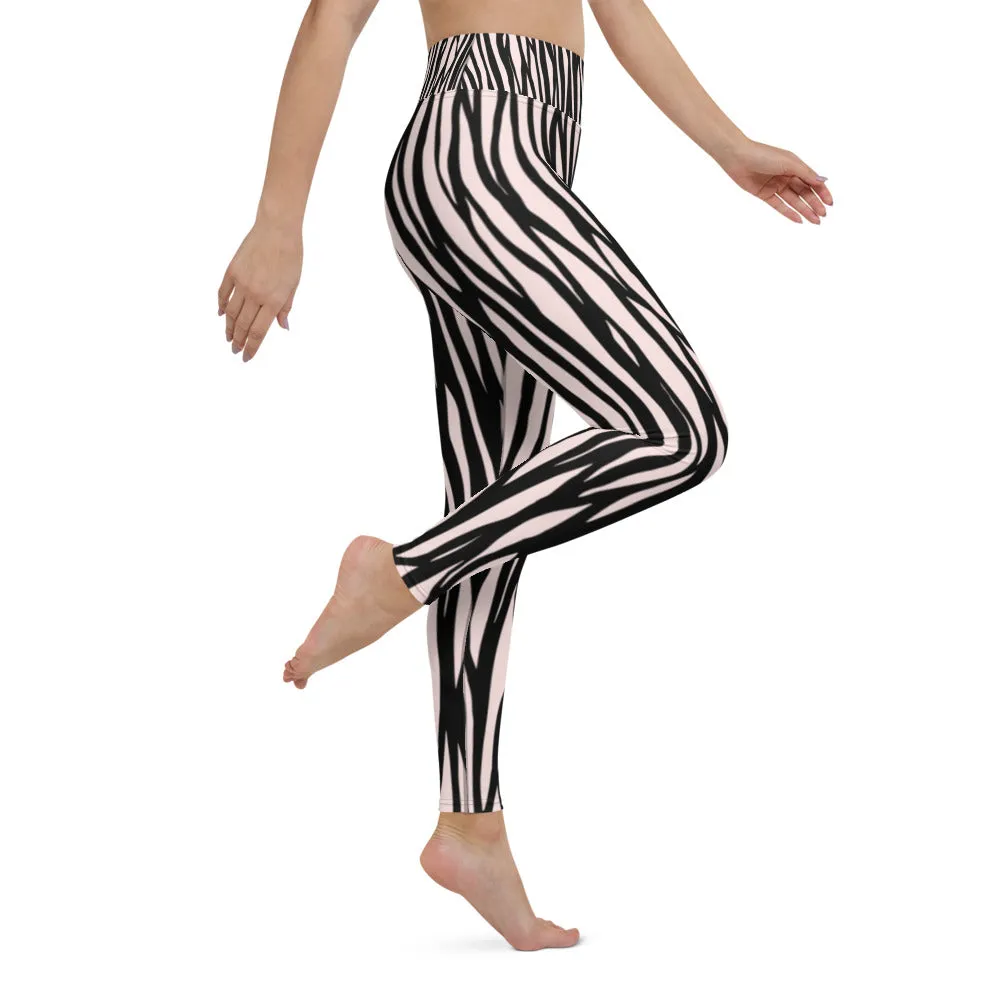 Zebra Print Yoga Leggings - With Pockets