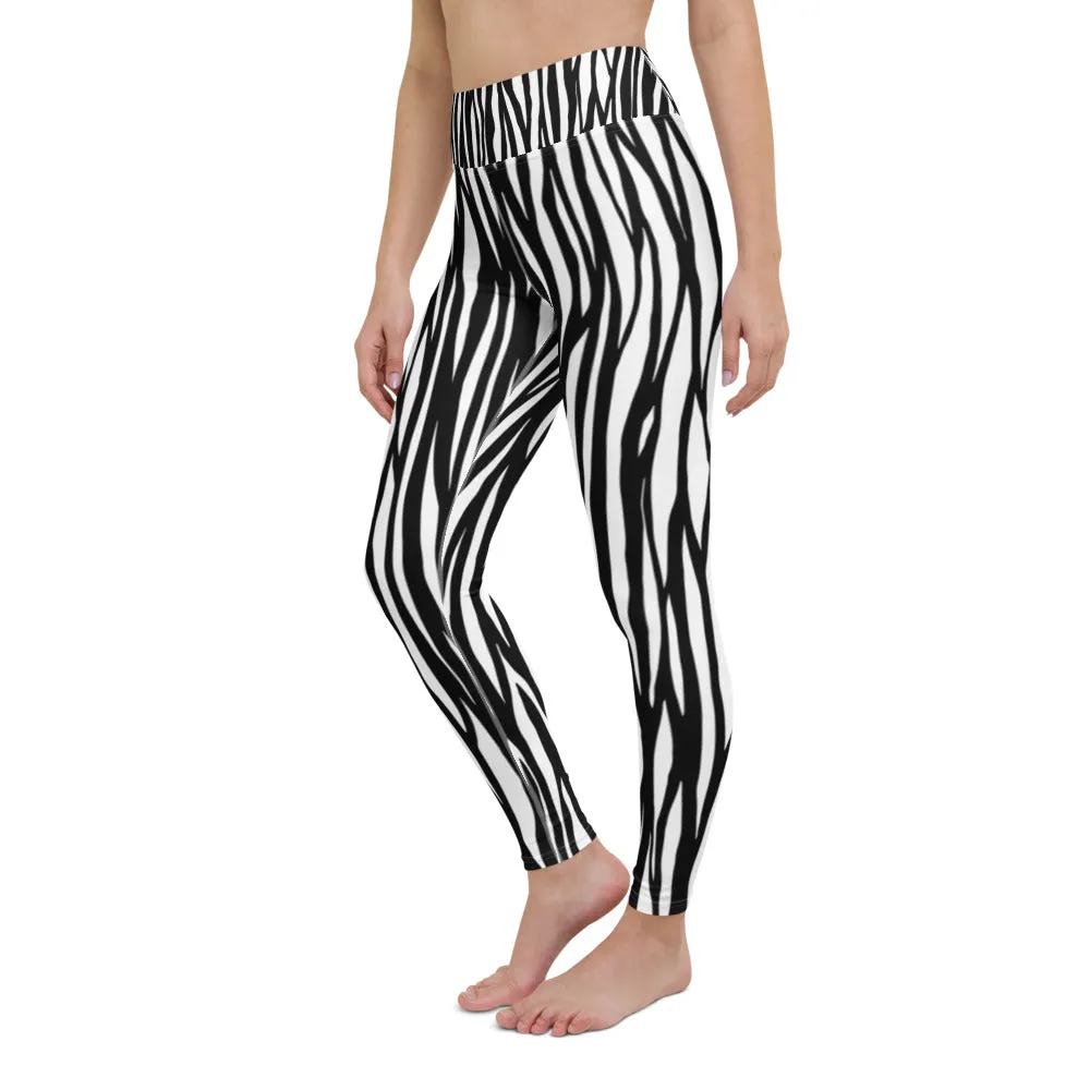 Zebra Print Yoga Leggings - With Pockets